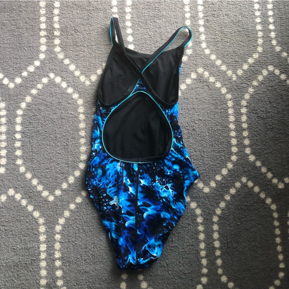 TYR Swim Tyr Durafast Blue Splash One Piece Swimsuit Poshmark